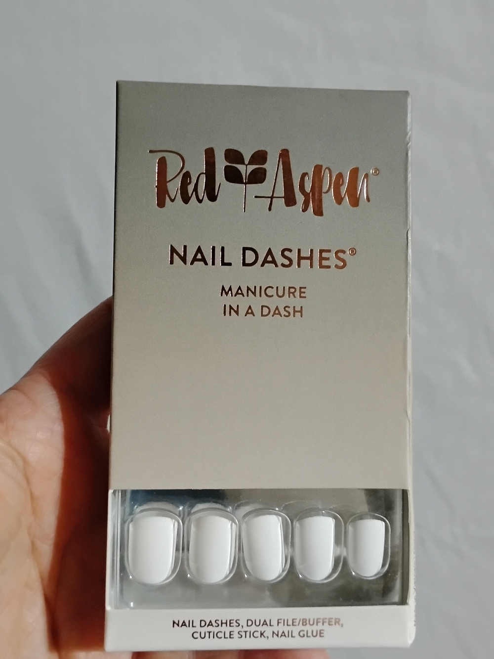 Red Aspen Nail Dashes Press-On Nails in White Aliegha's White Sundress NEW